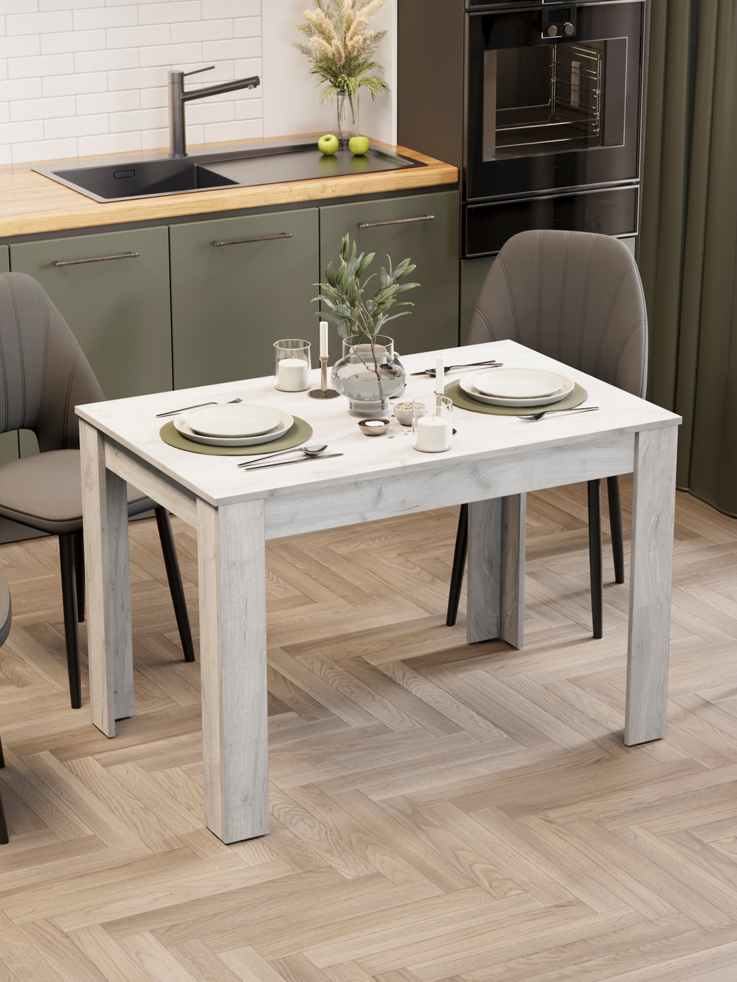 Обеденный стол Мебель Трия Ганновер, 110х70 см. Дуб крафт белый — фото 1