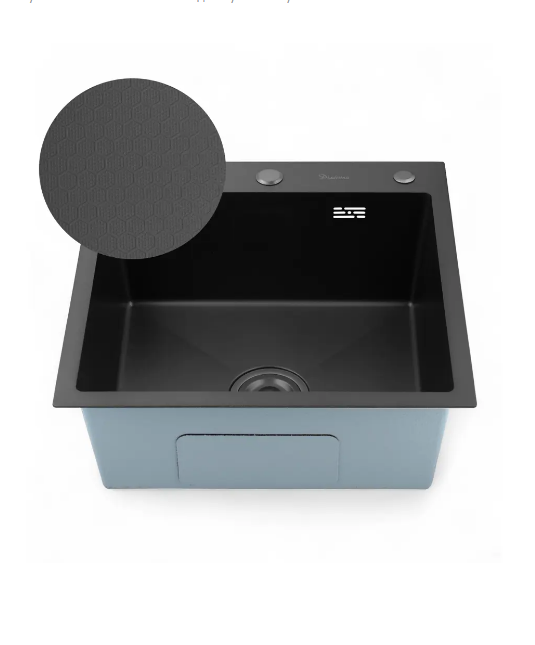 Кухонная мойка Diadonna, нержавеющая сталь, квадратная, накладная, 50x50 см — фото 1