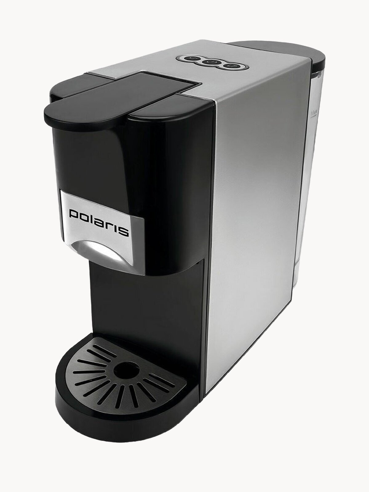 Кофеварка Polaris PCM 2020, нержавеющая сталь/черный, для молотого кофе и капсул, с капучинатором, для эспрессо, электронное управление