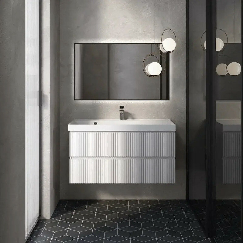 Тумба под раковину AQUAme S1 100 AQM900110WH подвесная цвет Белый глянцевый