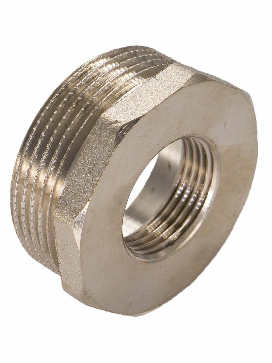 Футорка CTM CRB34M12, переходная, латунь, никелированная, 3/4 х 1/2 — фото 1