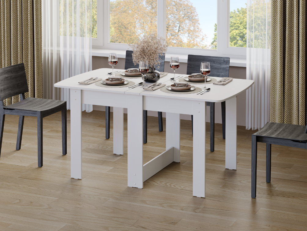 Стол раскладной, BUDUNOV GROUP, Рейн тип 2 стол книжка, Белый, 156х87х76 см.