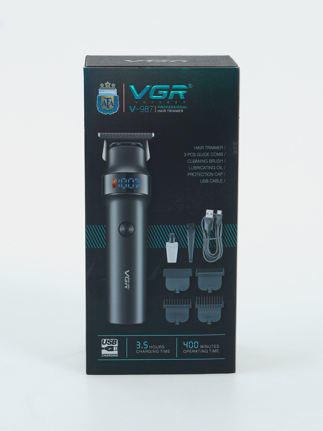 Машинка для стрижки VGR V-987, питание от USB, нержавеющая сталь — фото 1