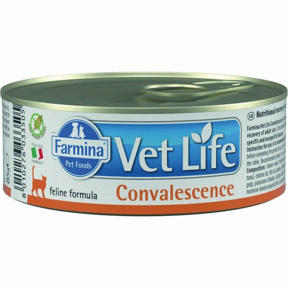 Корм Farmina "Vet Life Convalescence", влажный, для восстановления, с курицей, 12 шт по 85 гр