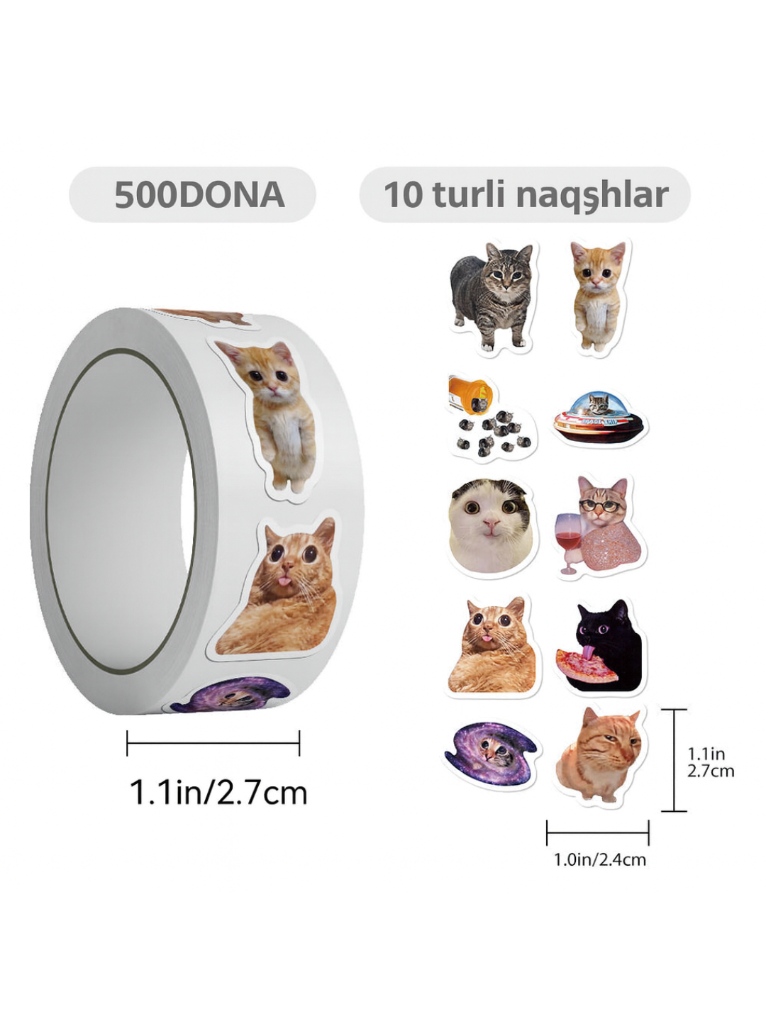 Стикеры с котиками — наклейки для хобби и декора, 10 уникальных дизайнов