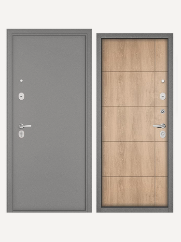Изображение товара Дверь стальная траст ЭКО 193 Серый муар-Дуб шале натуральный 960 левая