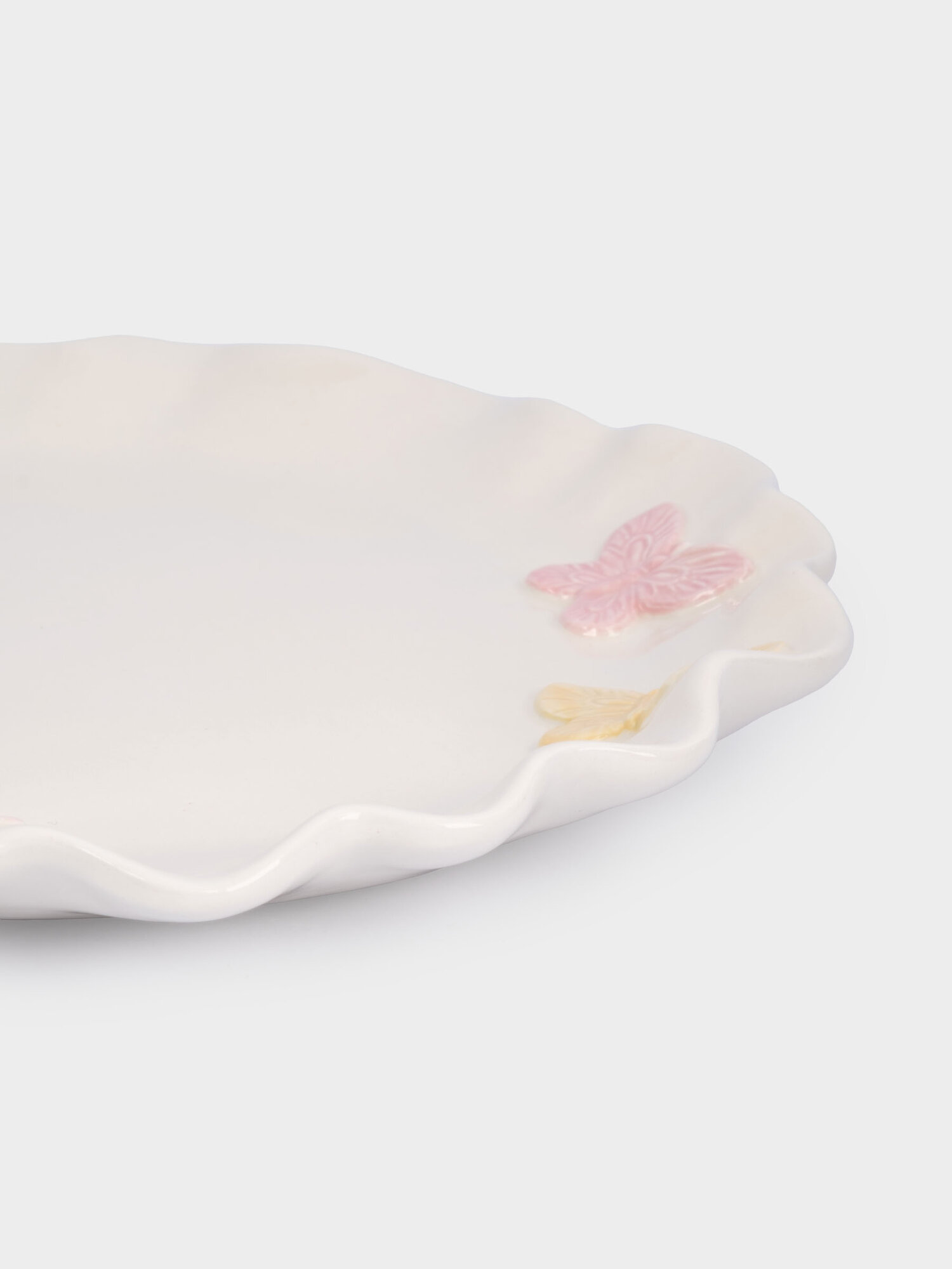 Блюдо, 24 см, керамика, молочное, Бабочки, Butterfly — фото 1