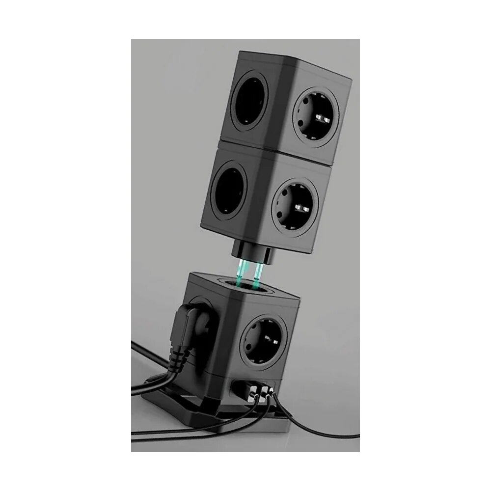 Сетевой фильтр QUMO Power Block System PD1+2 12SP5U P-0003, 13 розеток, 2500 Вт, 10A, кабель 2м 3*1 мм чистая медь, пожаробезопасный пластик, евровилка, 2 USB порта 2,4A + USB-C 30W 42089 — фото 1