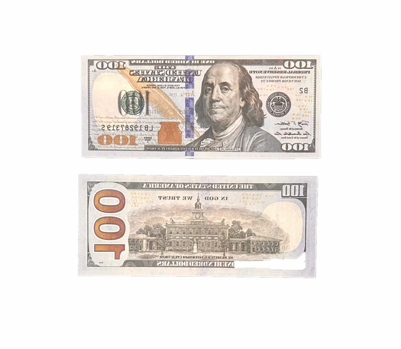 Набор 2 пачки купюр 100 долларов — фото 1