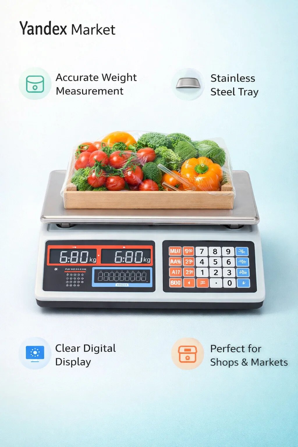 Весы электронные, LED дисплей, профессиональные, для магазина и рынка