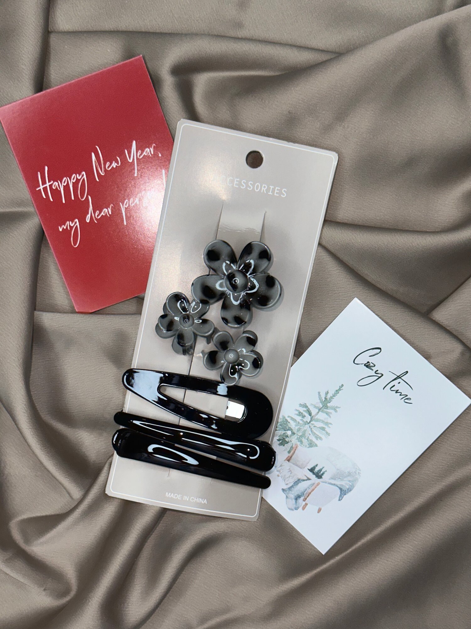 Набор заколок для укладки волос 6в1 Лотос, цвет черный, в стиле крабик