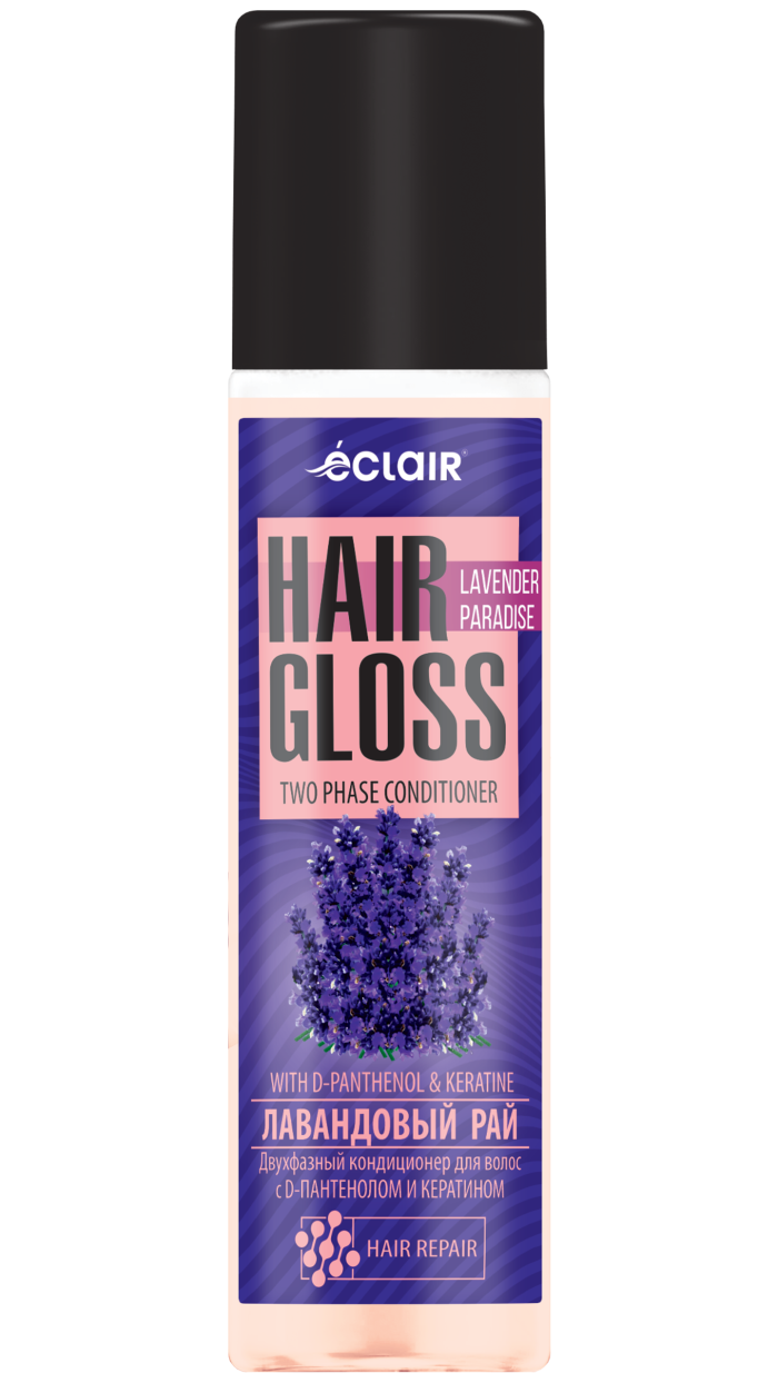Кондиционер для волос ECLAIR Hair Gloss "Лавандовый рай", защита цвета, для всех типов, 200 мл