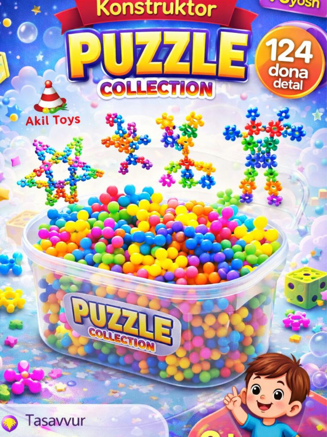 Конструктор Savdo "Молекулы" +3, развитие мелкой моторики, для детей до 3 лет — фото 1