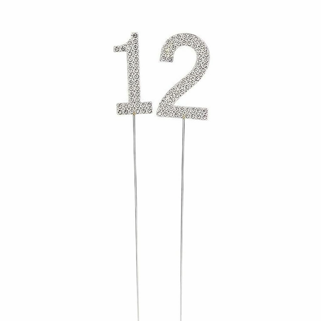 Набор топперов 12 металлический серебряный со стразами