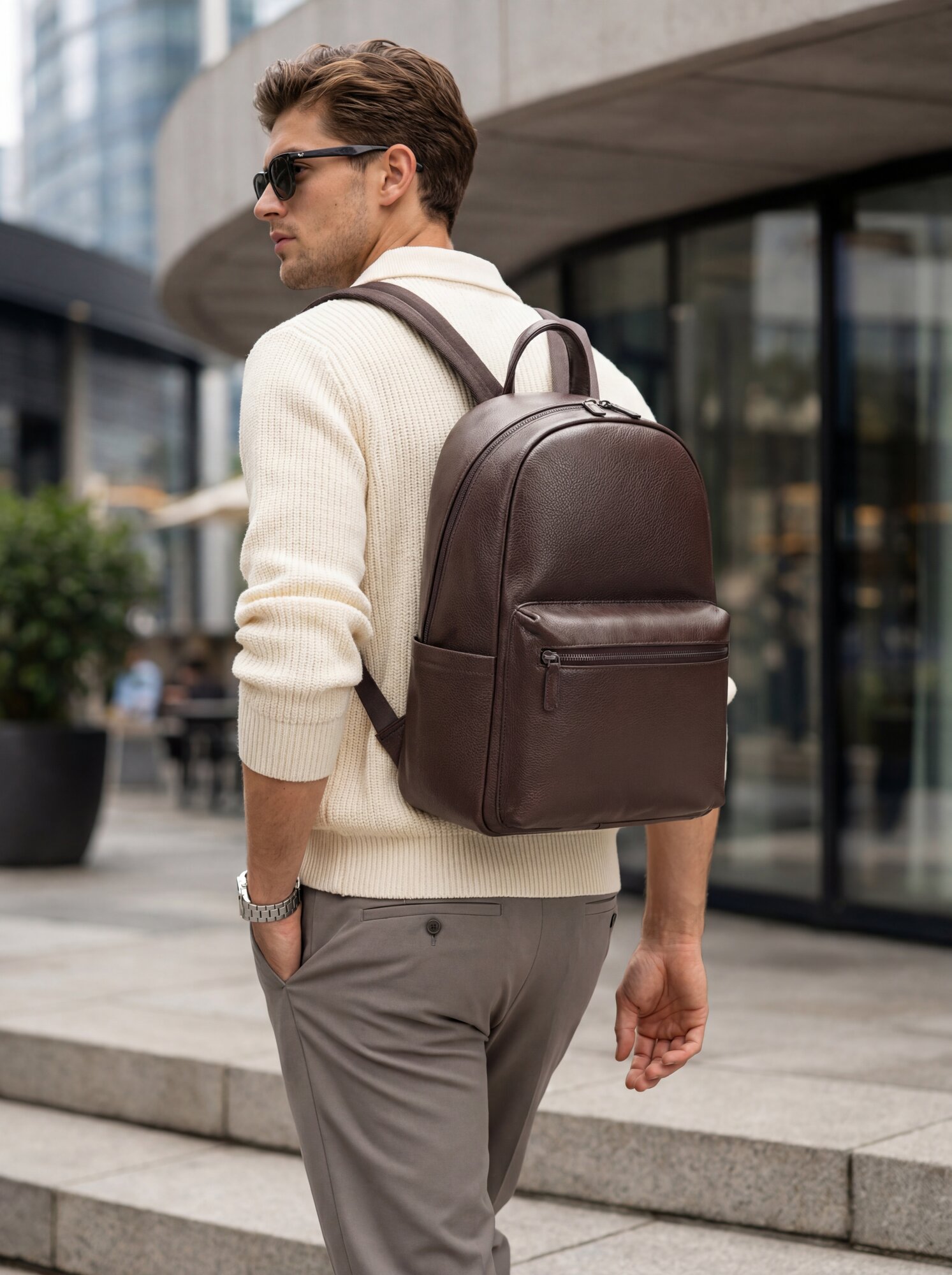 Сумка FAUSTINI, фактура зернистая, коричневый — фото 1