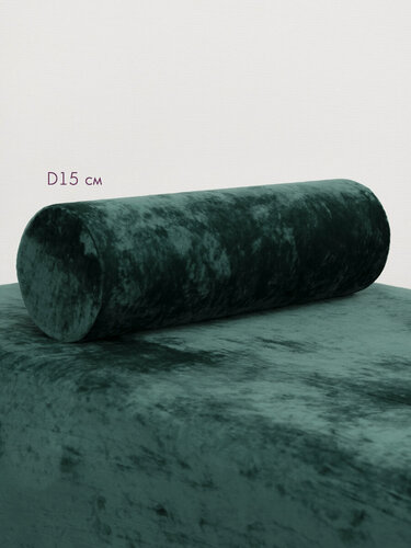 Изображение товара Подушка валик под ноги колени 15 см, велюровый для массажа на кушетку, изумрудный