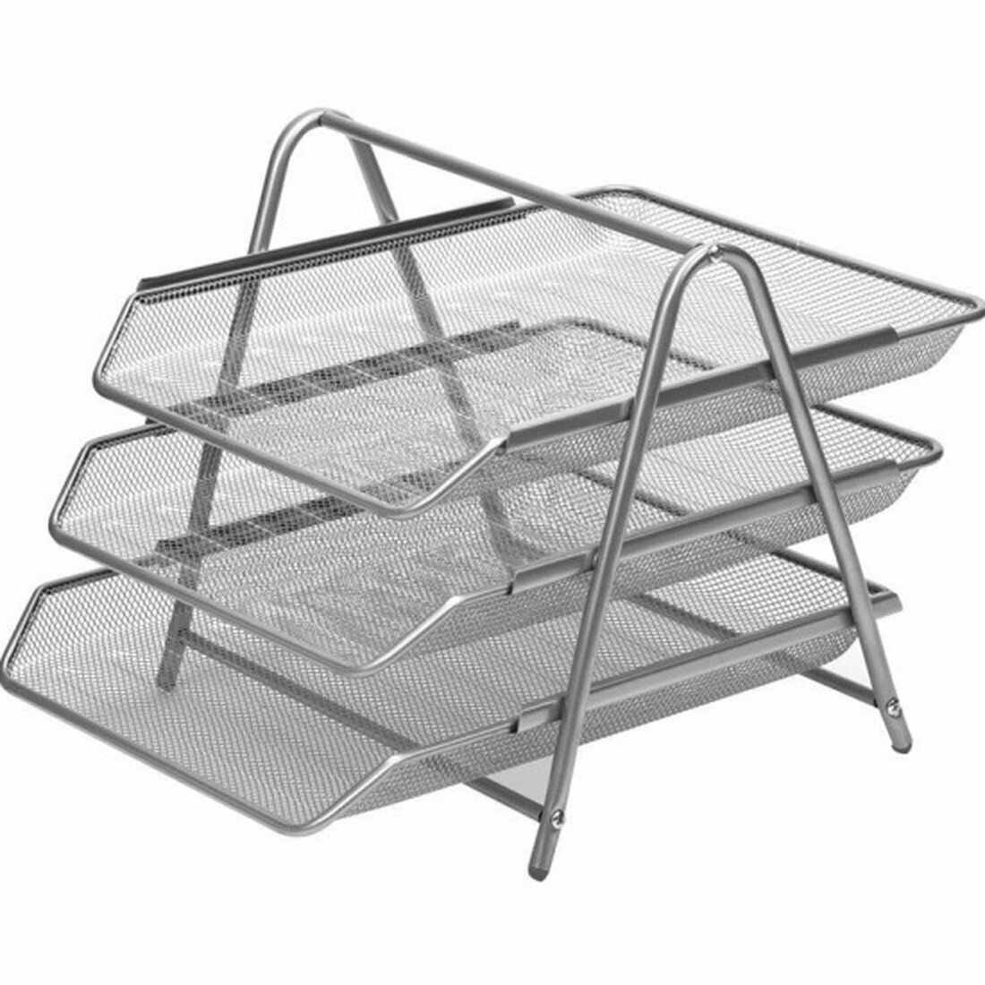 Лоток для бумаг Attache для бумаг 3х секц. горизонт металл. сетка выс.267мм(серебр)