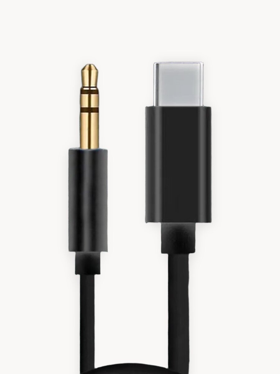 Кабель Aux/ Аудио кабель для наушников Type-c на 3,5 мм jack/ 1 метр черный.