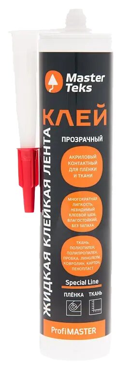 Клей акриловый MasterTeks жидкий скотч прозрачный 280 г