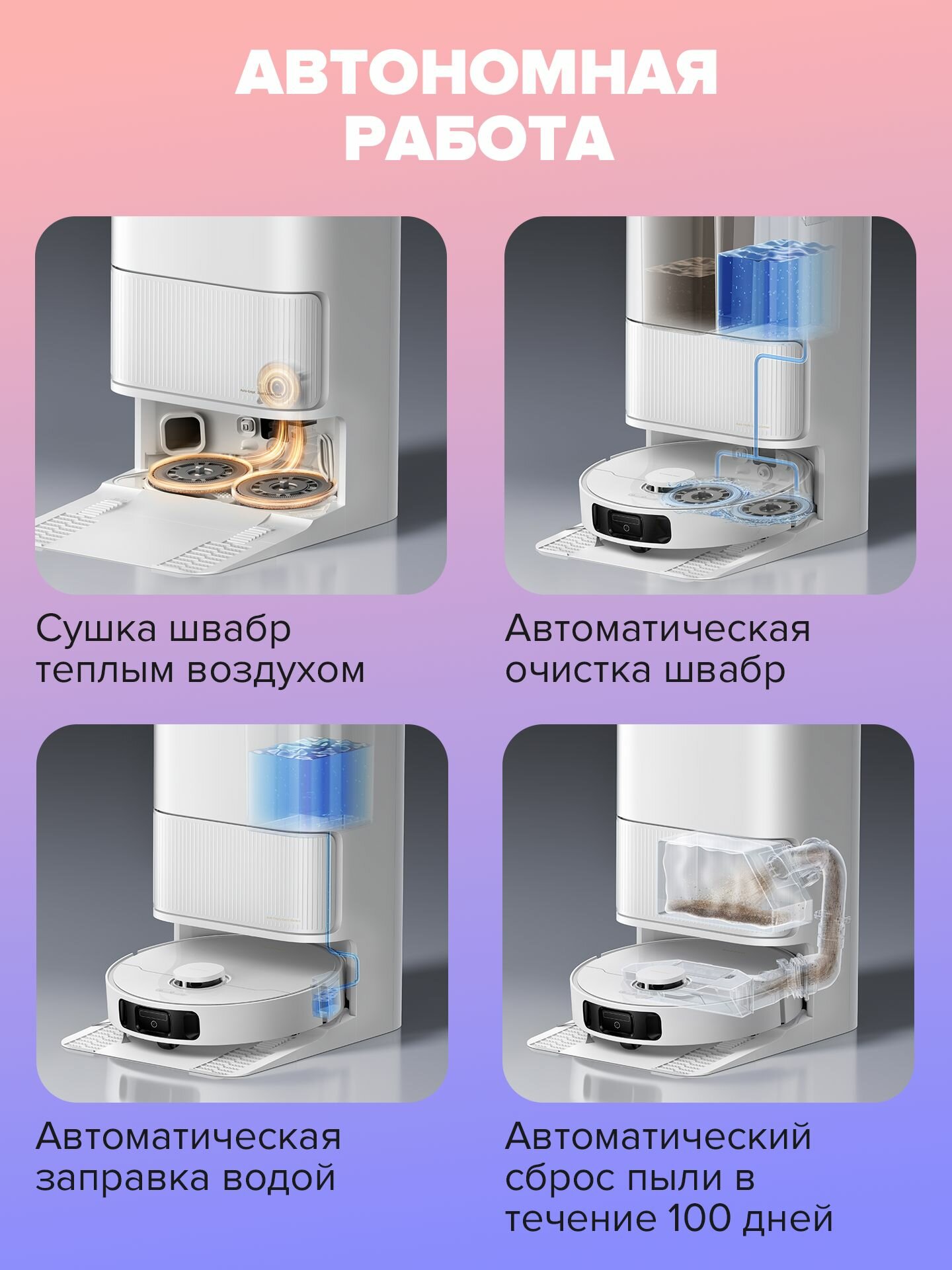 Робот-пылесос с функцией влажной и сухой уборки Dreame D20 ULTRA (белый) — фото 1