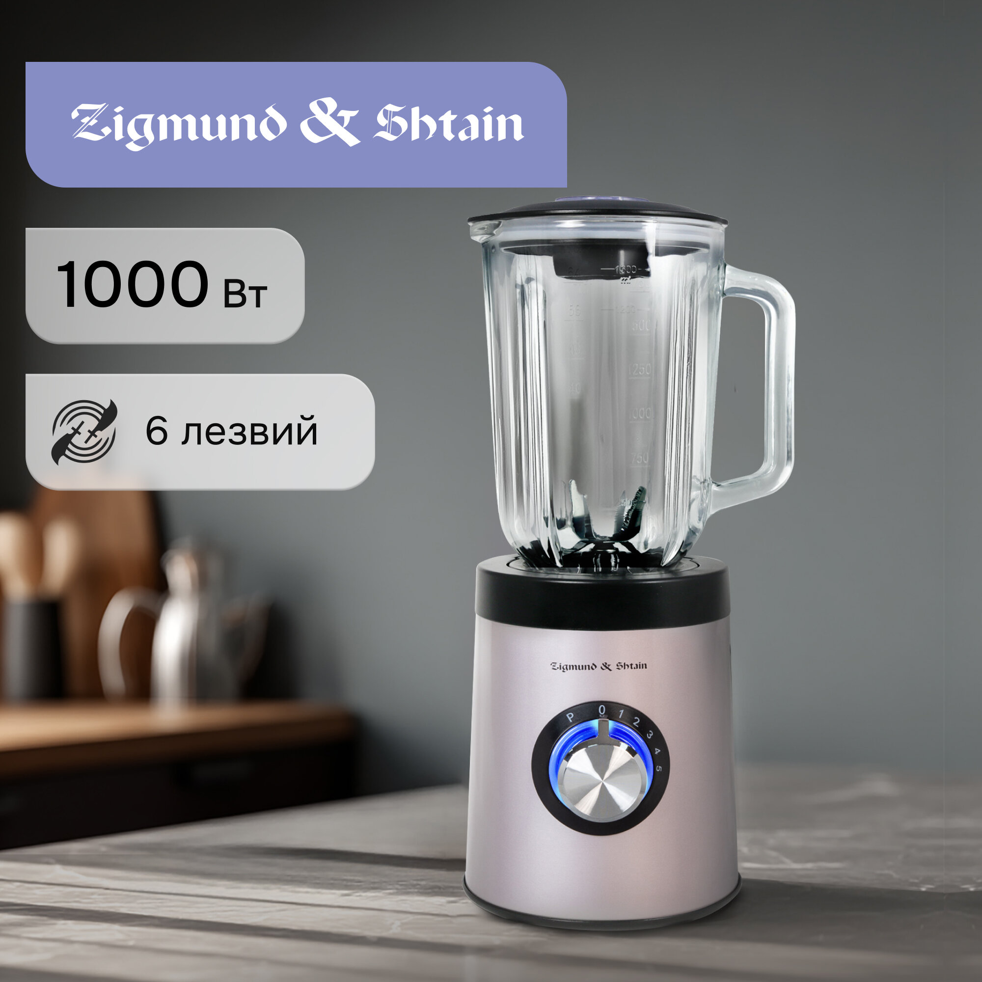 Блендер стационарный Zigmund & Shtain BS-441 D, 1000 Вт, 5 ск-й, стальной