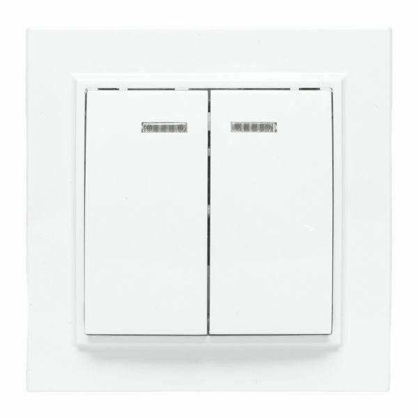 Выключатель 2-кл. СП Минск 10А IP20 с индикатором бел. Basic EKF ERV10-123-10 — фото 1