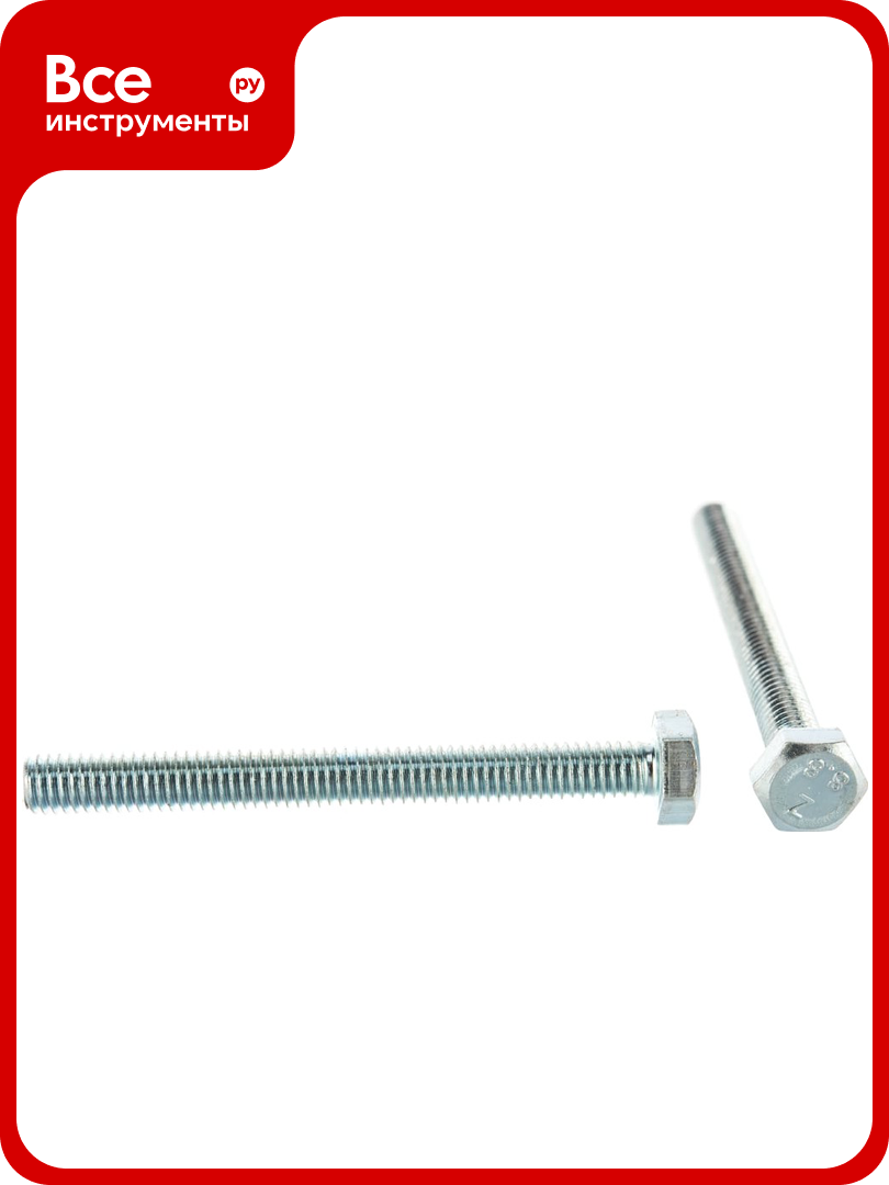 Болт DIN 933 с шестигранной головкой оцинкованный М6х60 30шт - коробка Tech-Krep 105206