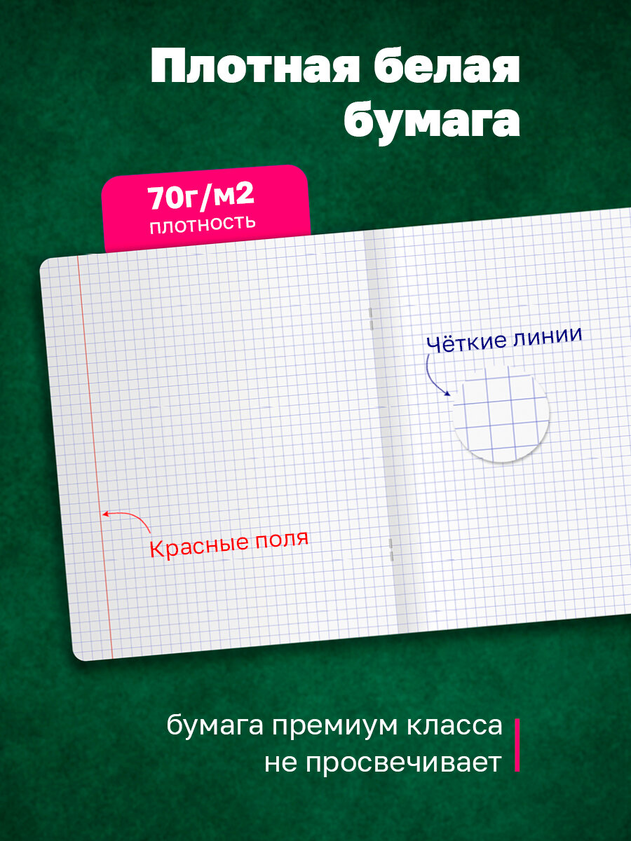 Тетрадь для школы общая в клетку 48 листов BG "Monocolor. Element", формат А5, soft-touch / Набор тетрадей 4 штуки — фото 1