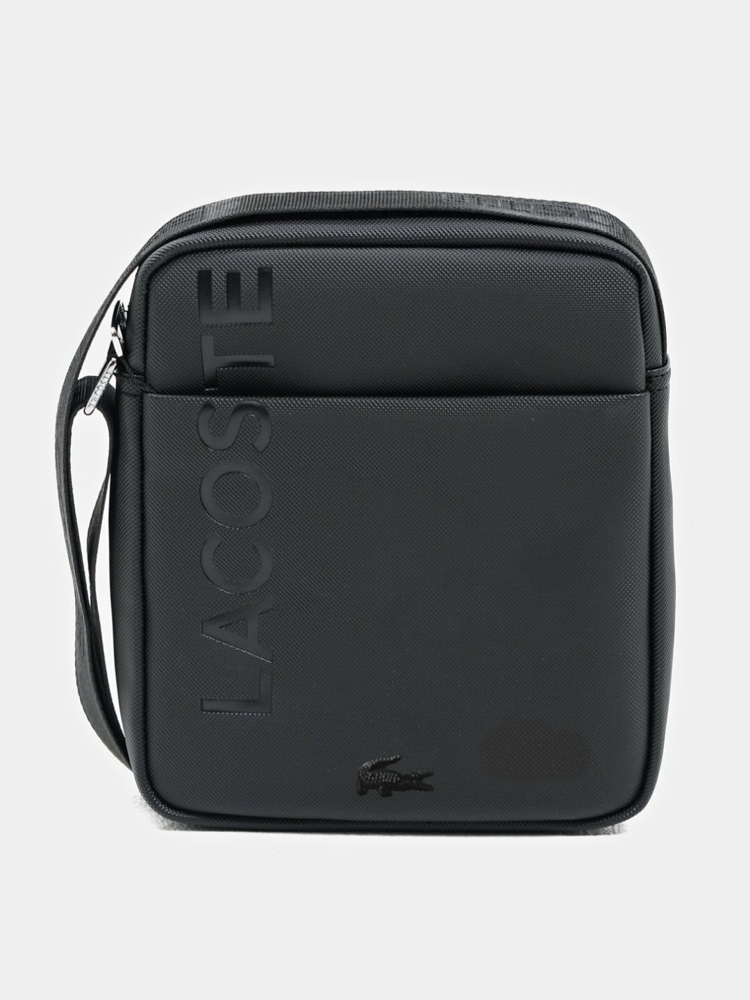 Сумка LACOSTE Lacoste PVC Vertical Navy Bag, фактура гладкая, черный