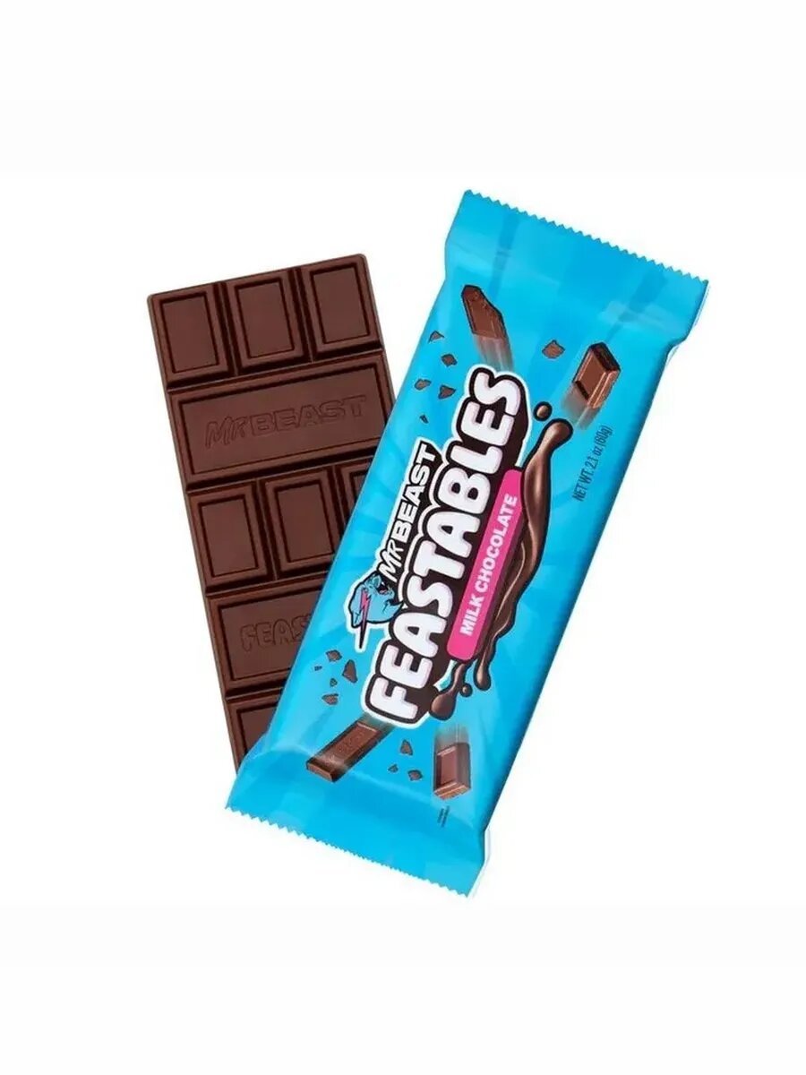 Шоколад Mr.Beast "Feastables", молочный, без начинки, США, 60 г