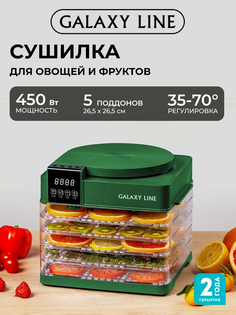 Электросушилка GALAXY LINE GL2630 конвекционная 13 кг таймер температура 35-70 °C
