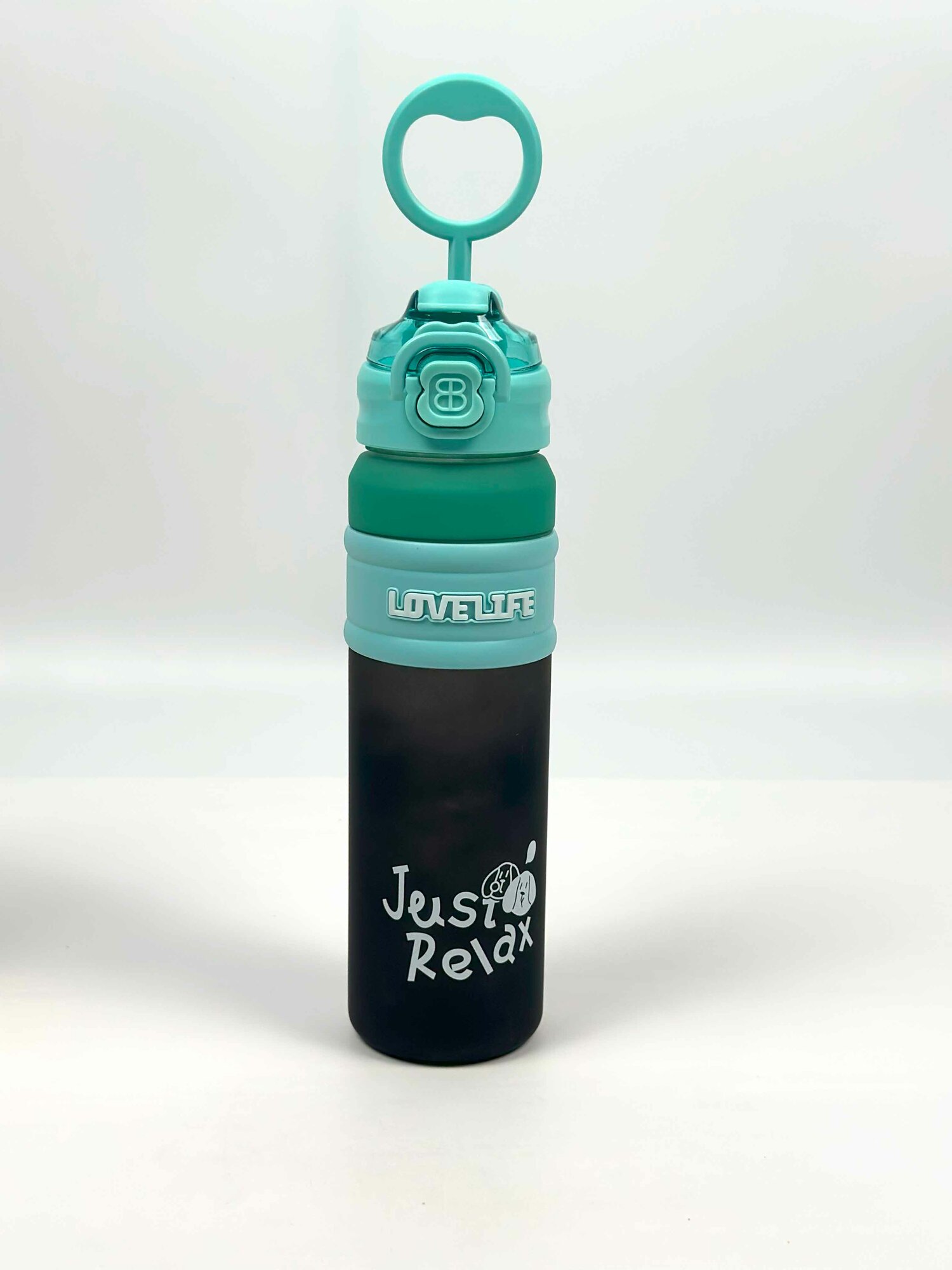 Шейкер K129, полипропилен, Black, 800 мл, с силиконовой вставкой и петлей для переноски — фото 1