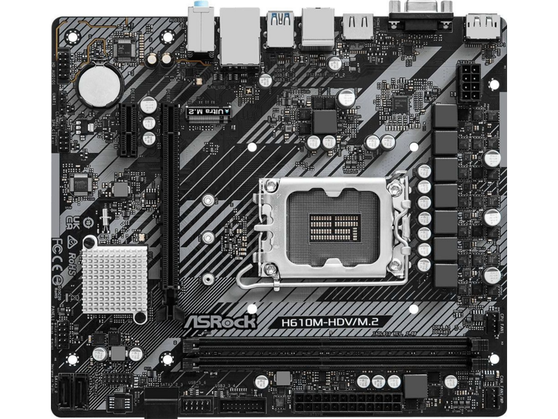 Материнская плата H610M-HDV/M.2 R2.0 (LGA1700/H610/2xDDR4/mATX/VGA, HDMI, DP) (H610M-HDV/M.2 R2.0)