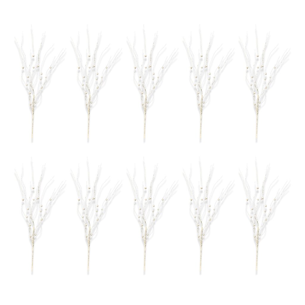 10 палочек Рождественские золотые черенки розовых ягод украшенные блестками цветы-палочки из бисера серебро