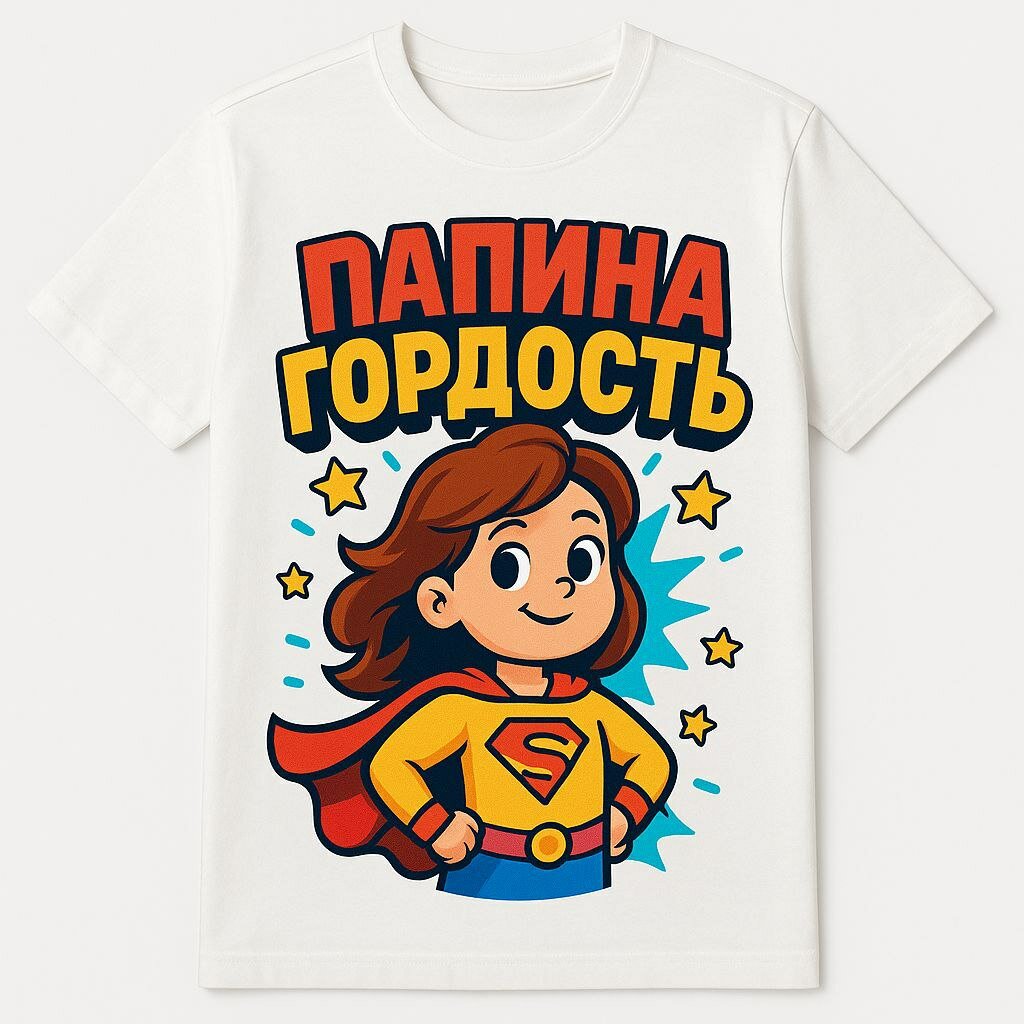 Термонаклейка "Папина Гордость 2", для детской одежды, белая, размер A5