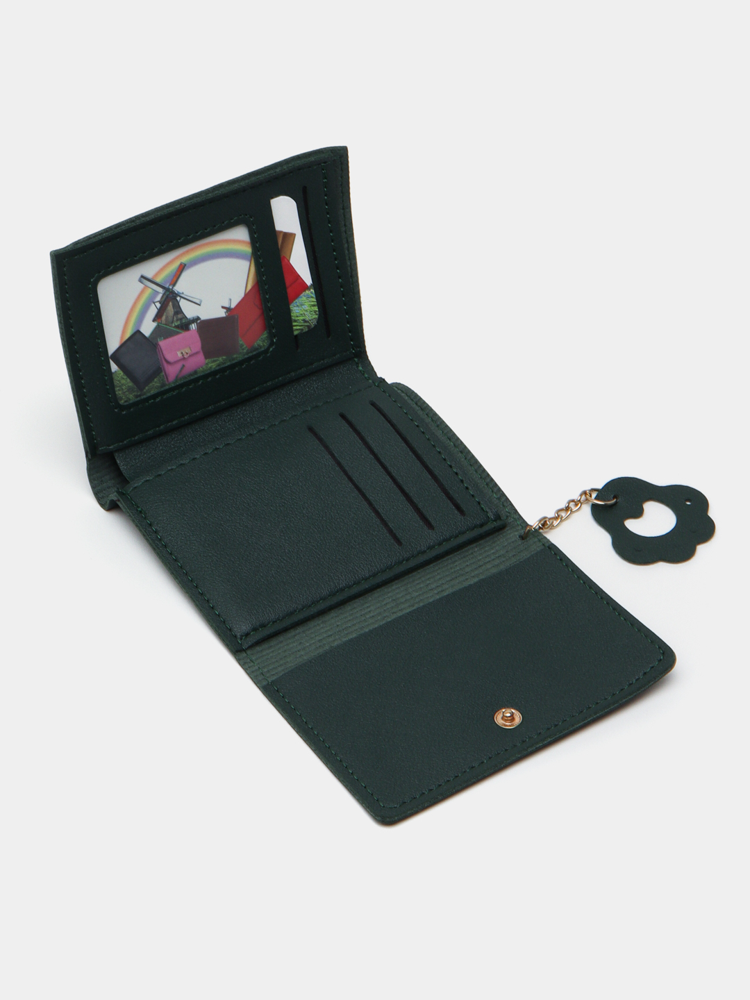 Кошелек , фактура гладкая, темно-зеленый — фото 1