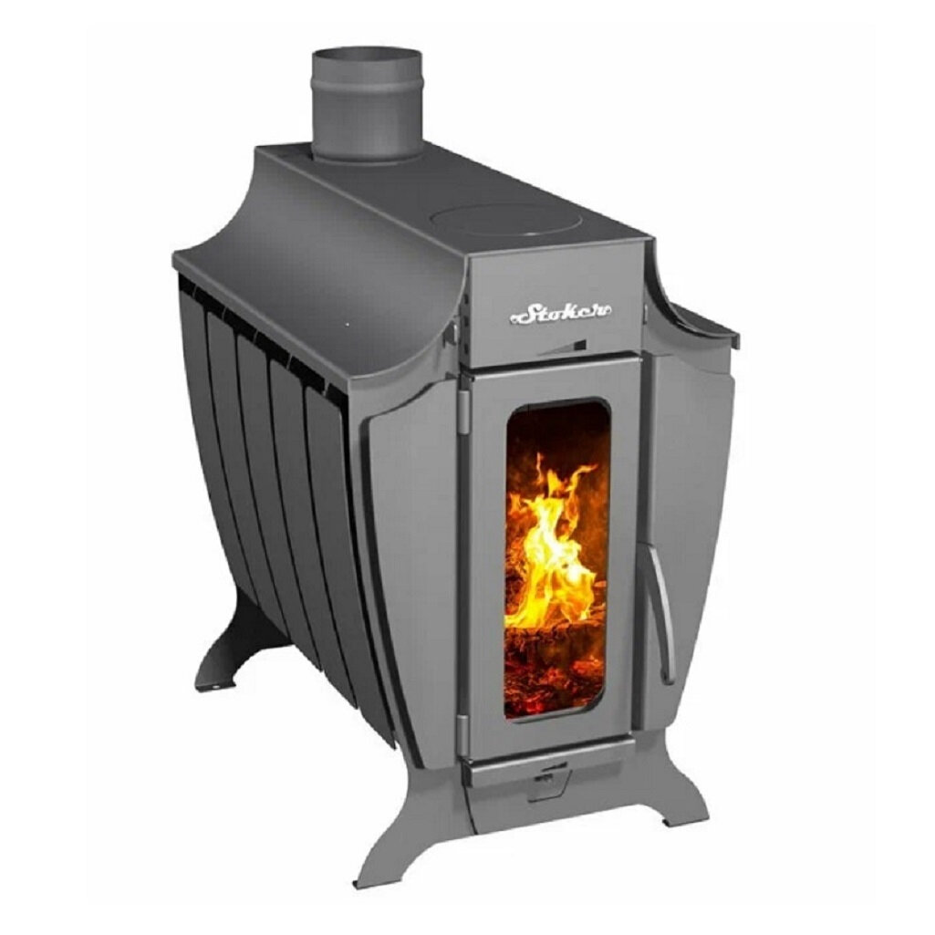 Печь отопительная Ермак Stoker 100-G 6 кВт d 115 мм до 100 куб. м