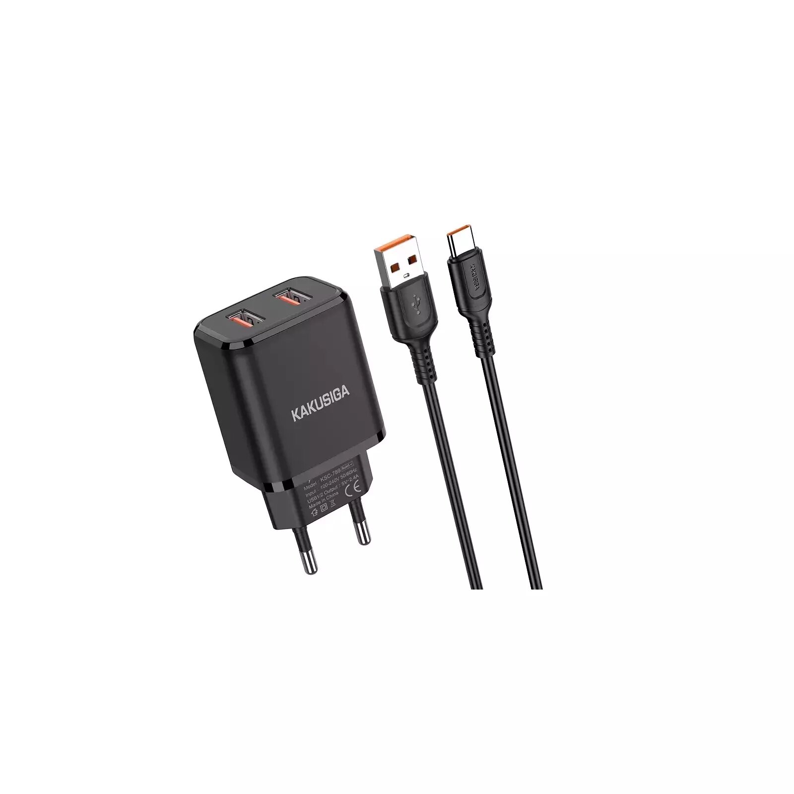 Универсальное сетевое зарядное устройство KAKUSIGA KSC-793 с быстрой зарядкой USB-C, 20W, черное