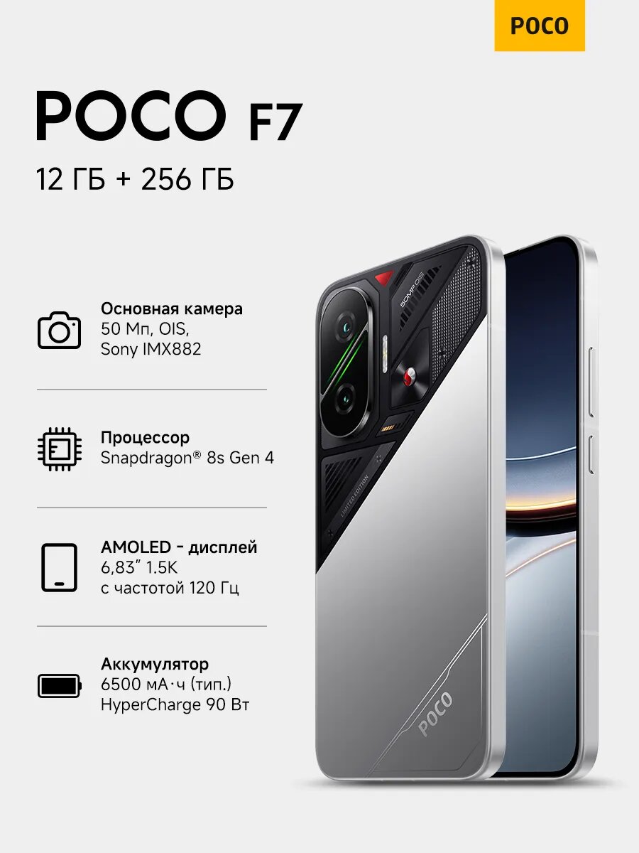 Смартфон F7 RU 12+256 Silver