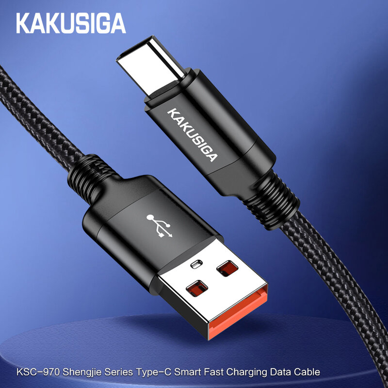 Кабель USB KAKUSIGA KSC-970 Type-C 1м: быстрая зарядка и передача данных, черный