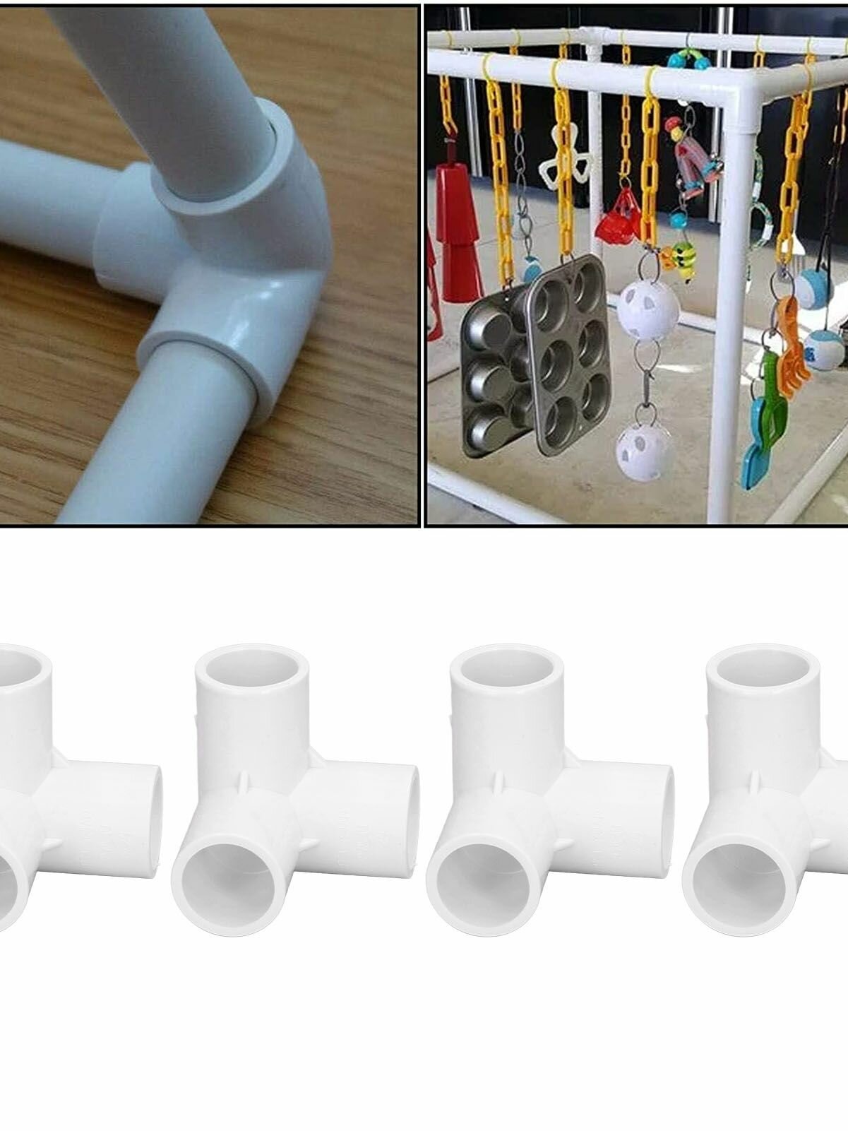 20 мм ПВХ пластик пластиковая прямоугольная трехмерная трехходовая арматура для водоснабжения (продается 10 штук) белого цвета