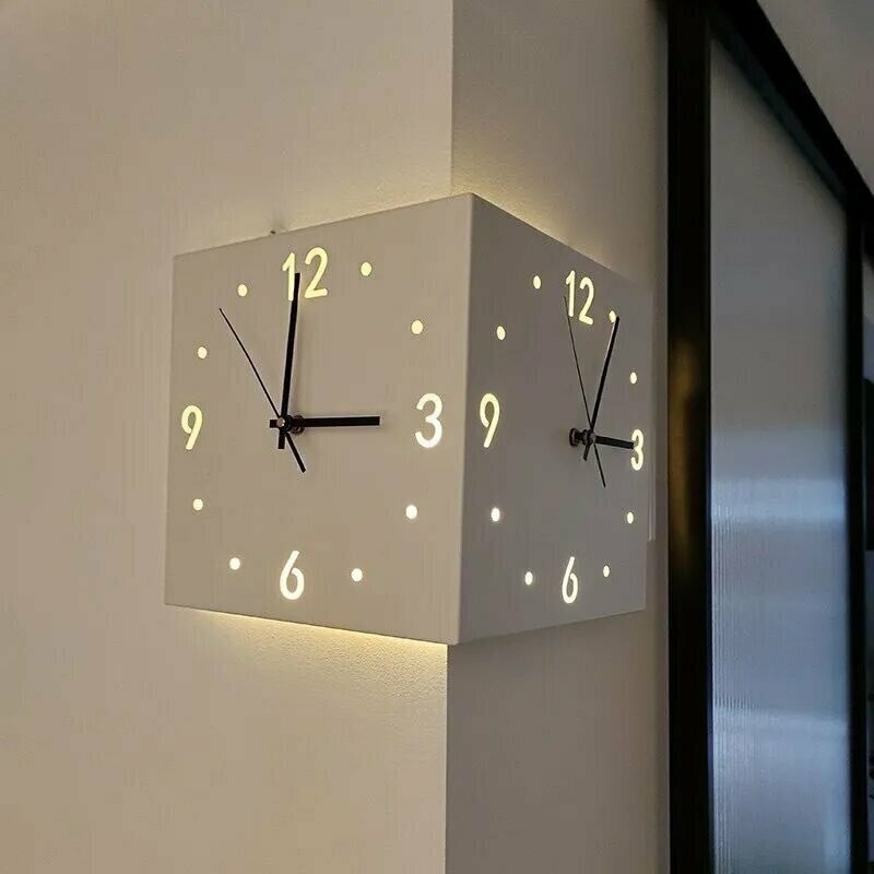 Часы настенные с LED-подсветкой квадратные металл 26x26 см