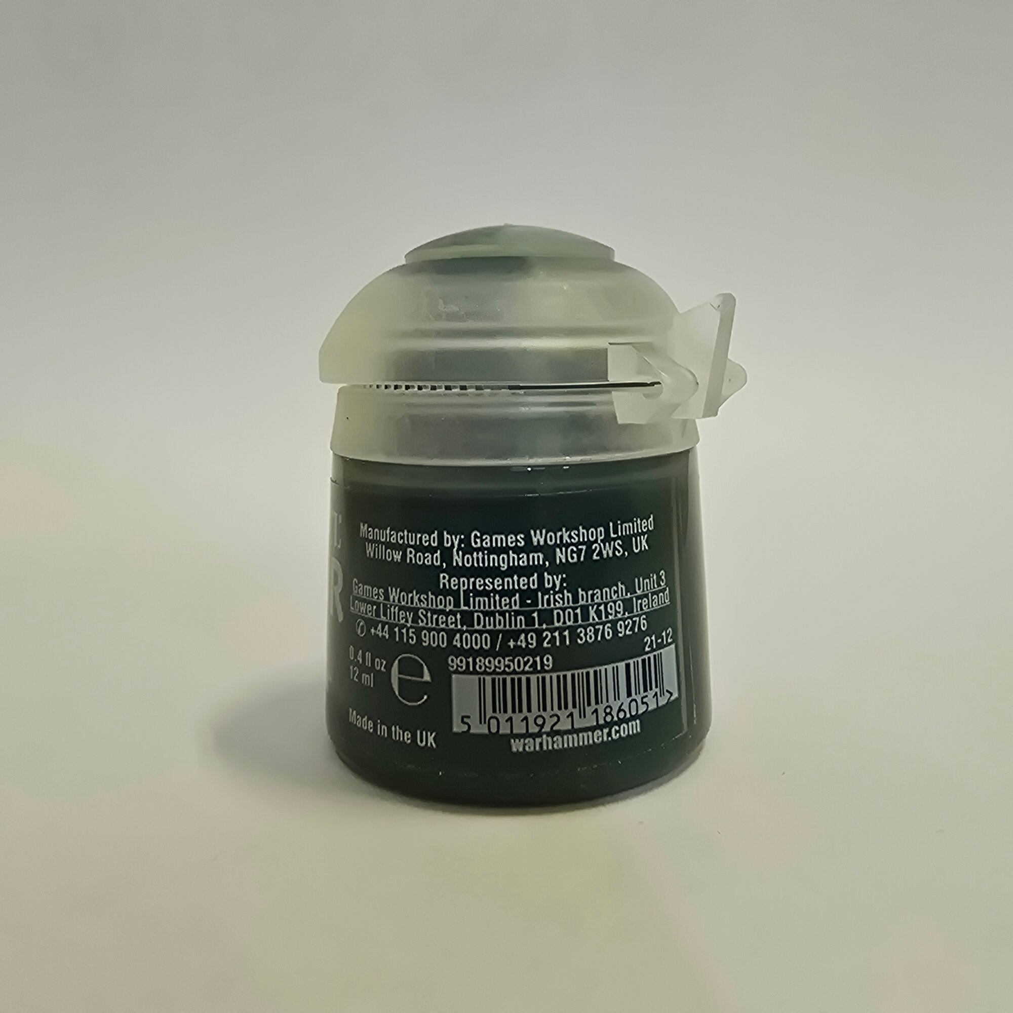 Краска акриловая Citadel Base: Caliban Green / Зеленый Калибан (12 мл.) — фото 1