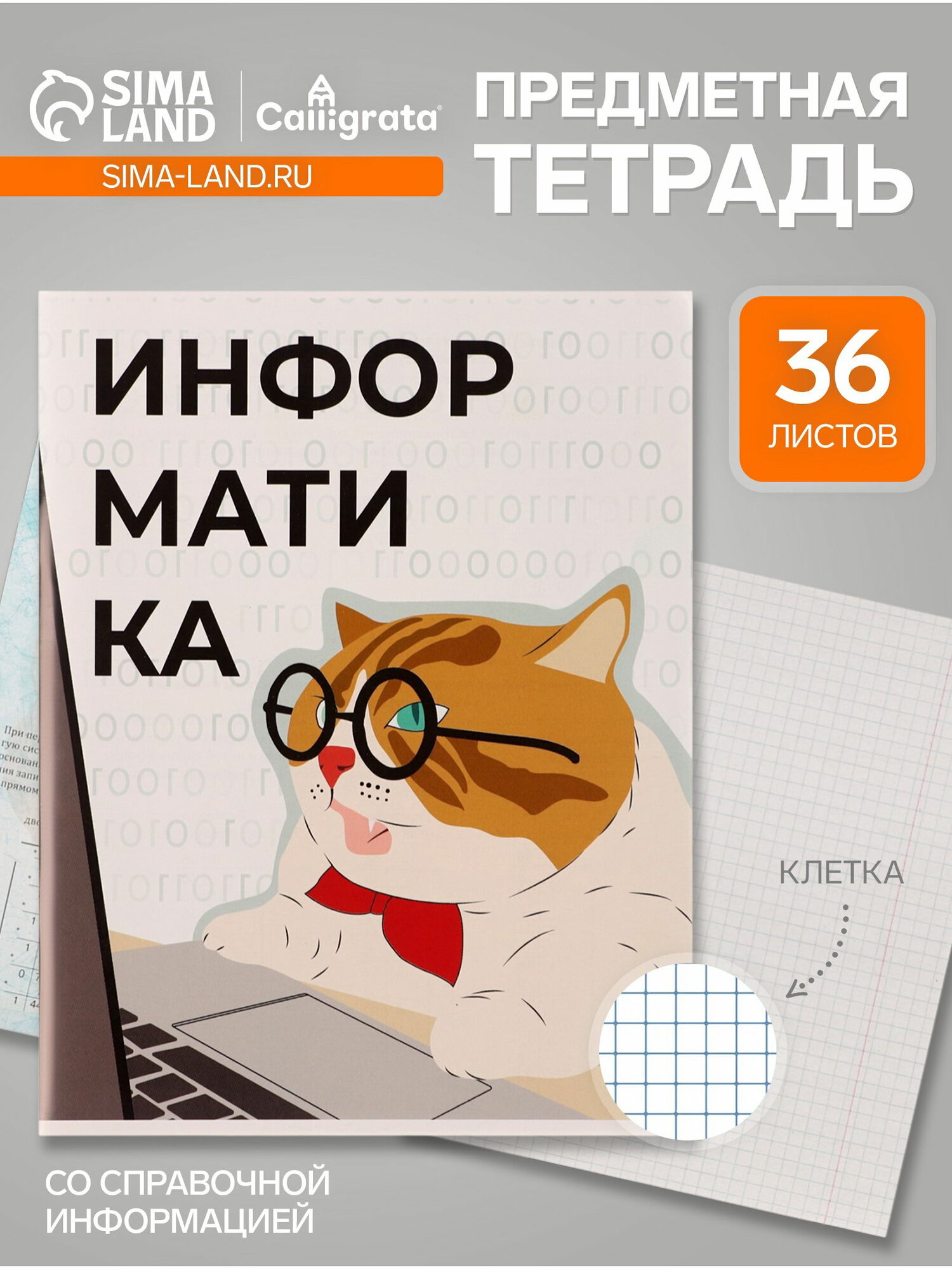Предметная тетрадь по информатике "Животные мемы", 36 листов, в клетку, со справочным материалом, обложка из мелованной бумаги, 10 шт.