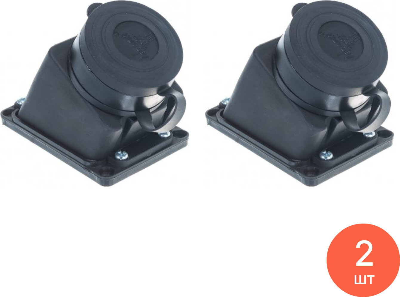 Блок розеток Lezard / Лезард 2Р+РЕ 1 гнездо 16 А 220-240V с заземлением с заглушкой каучук черный 106-0400-0104/104 / колодка электрическая для удлинителя (комплект из 2 шт)