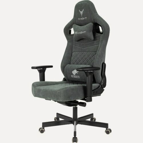 Изображение товара Кресло геймерское Knight Hunter серый Alfa 44 искусственная замша крестов. металл