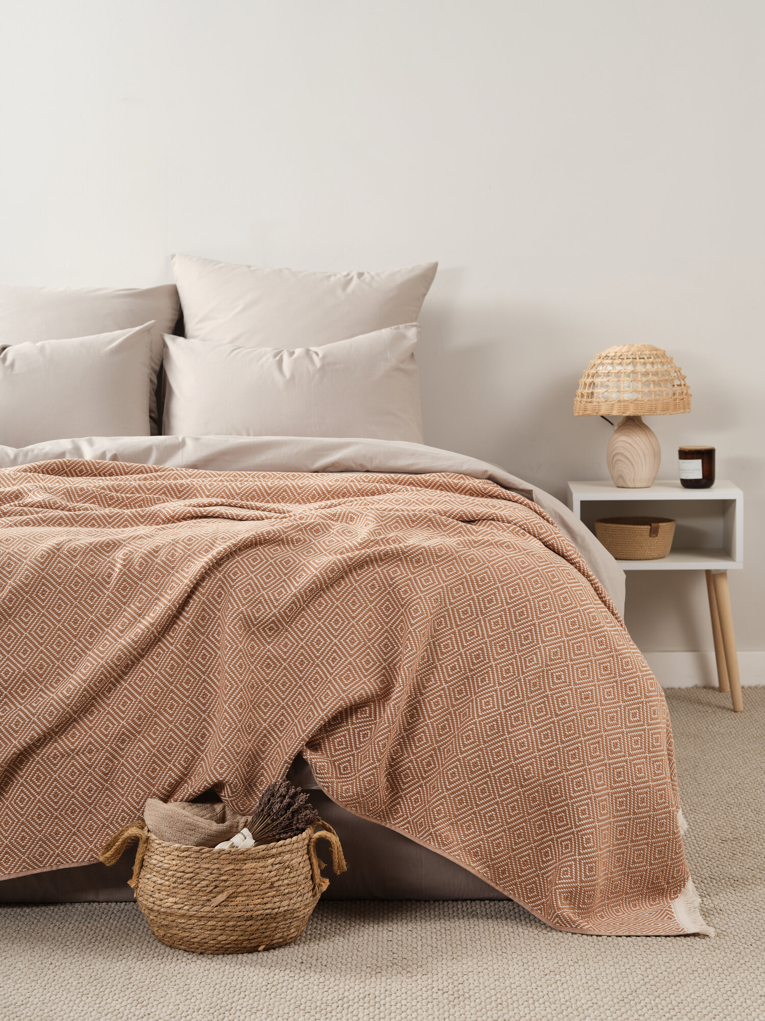 Плед Ночь Нежна 200х220 Бежевый 100% хлопок