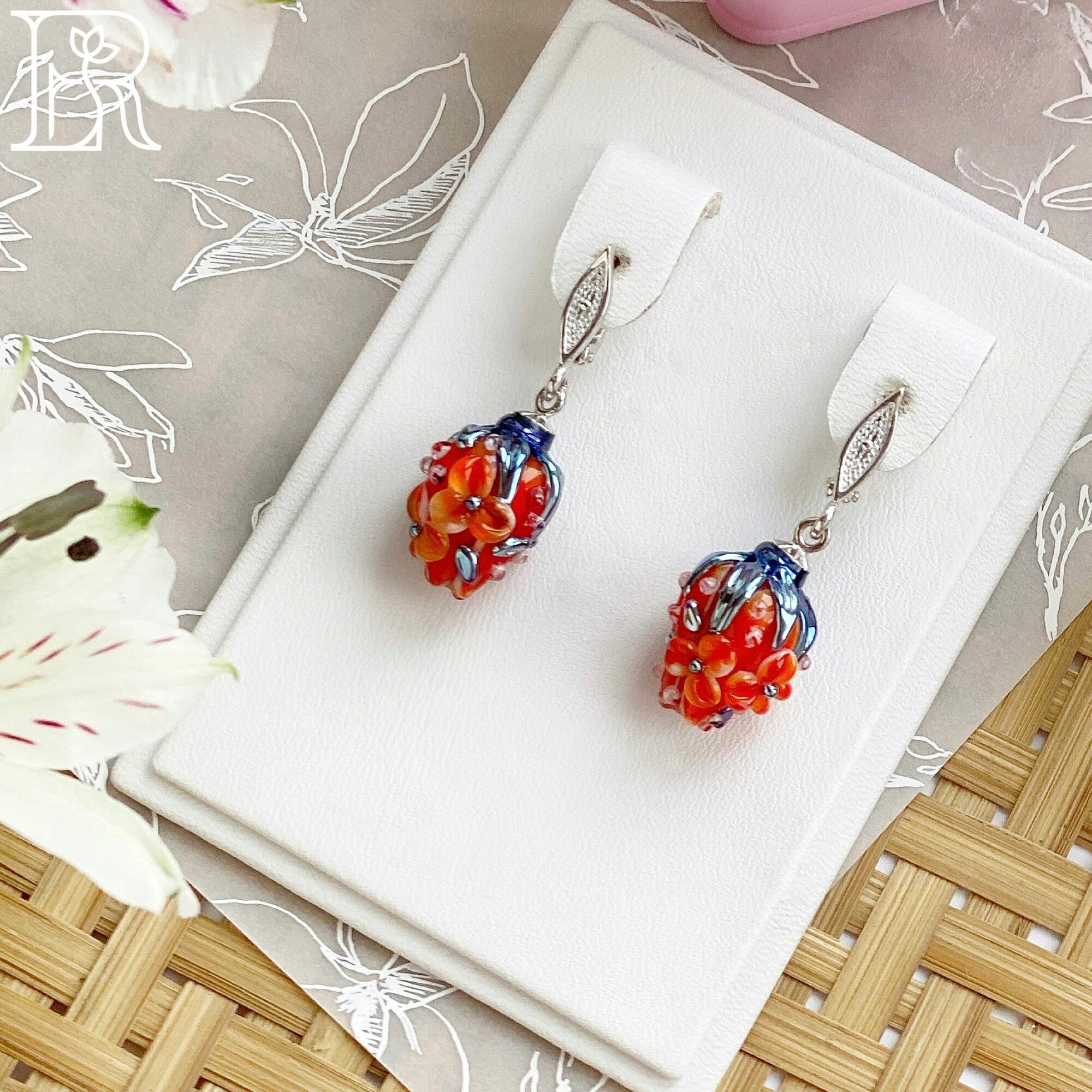 Серьги с подвесками LEFIREL', серебро, 925 проба, муранское стекло, , красный