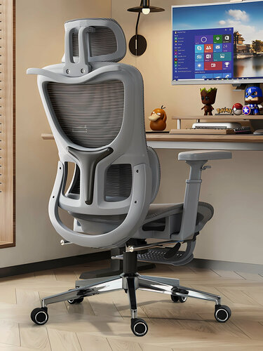 Изображение товара Офисное кресло RY-H918, с механизмом качания и подставкой для ног, цвет серый