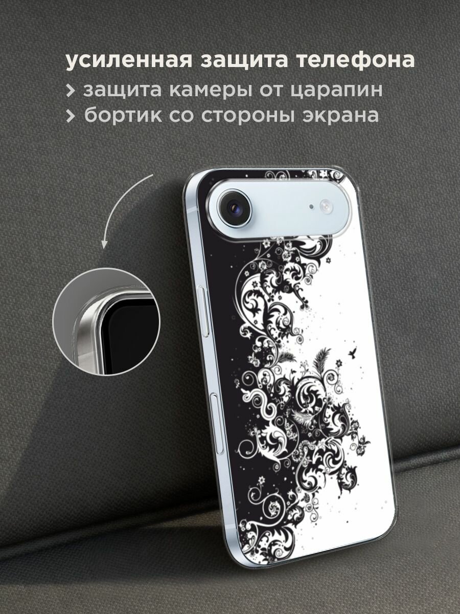 Чехол на Apple iPhone Air / Айфон Айр с принтом "Черно белый узор" — фото 1